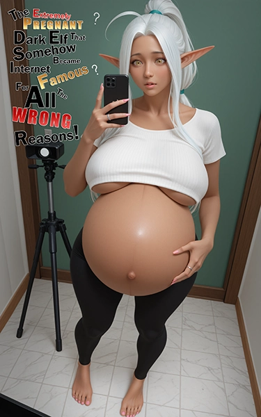 Lyria ancient pregnant dark elf internet famous fantasy comedy light novel cover featuring immortal elf with modern technology